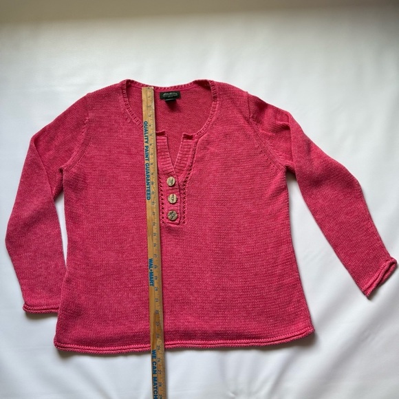 Eddie Bauer Pink Orange color Long Sleeve Sweater Ramie Cotton blend size XL - Picture 4 of 9